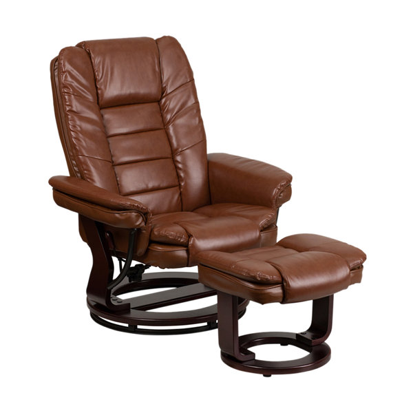 Ebern Designs Loch Vegan Leather Swivel Recliner with Ottoman Wayfair